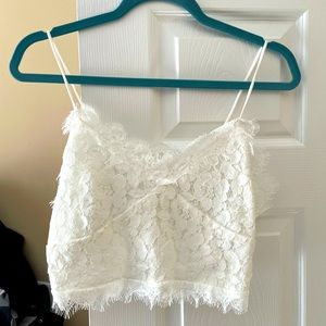 White lace crop top.